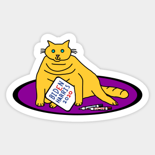 Chonky Cat with Biden Harris Sign Sticker